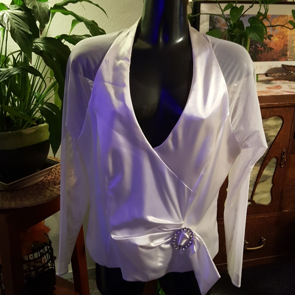 White Satin Formal Blouse